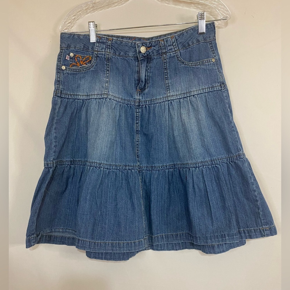 Younique Y2K Denim Ruffle Skirt, Size 7